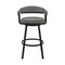 Armen Living Bronson 25" Counter Height Swivel Bar Stool in Black Finish and Gray Faux Leather 721535761883 - alternate 6
